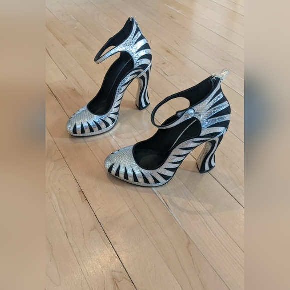 Rodarte "Zebra" Heels Black Silver Size 40 - Picture 5 of 10